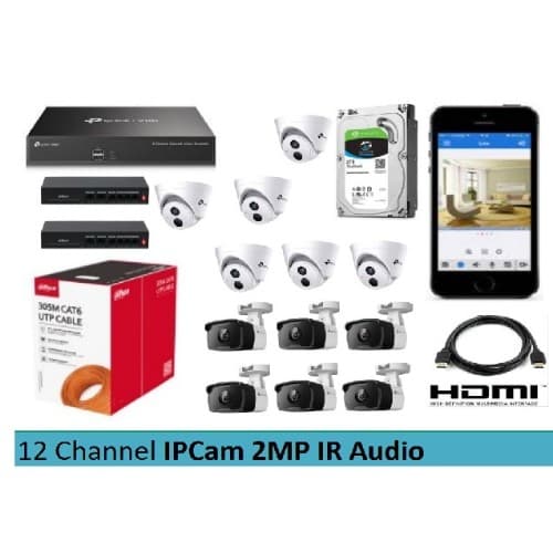 Paket Hemat IPCam 2MP + Audio 12 Channel