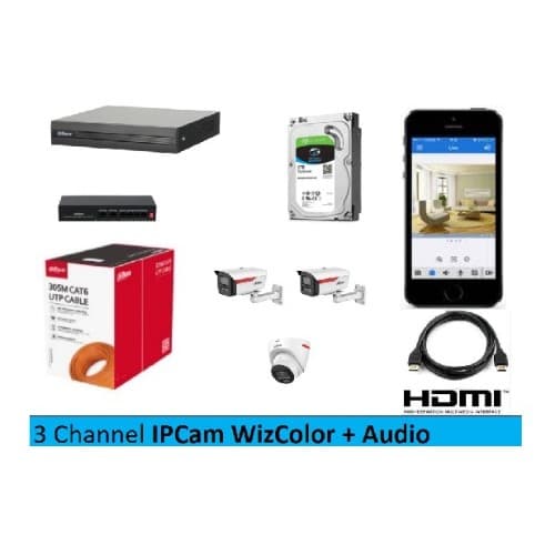Paket IPCam 2MP WizColor + Audio 3 Channel