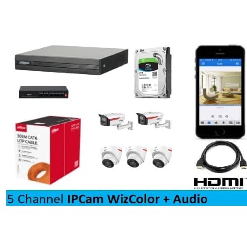 Paket IPCam 2MP WizColor + Audio 5 Channel