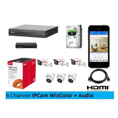 Paket IPCam 2MP WizColor + Audio 6 Channel