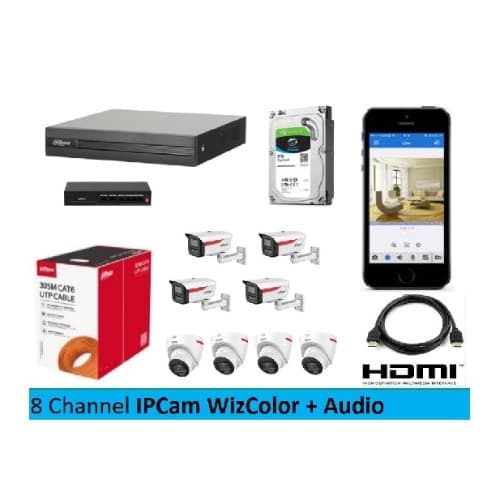Paket IPCam 2MP WizColor + Audio 8 Channel
