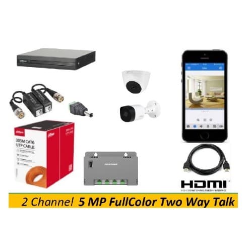 Paket Analog 5MP FullColor + TwoWayTalk 2 Channel