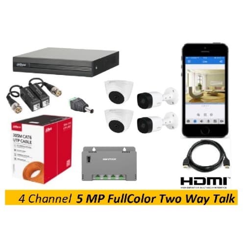 Paket Analog 5MP FullColor + TwoWayTalk 4 Channel