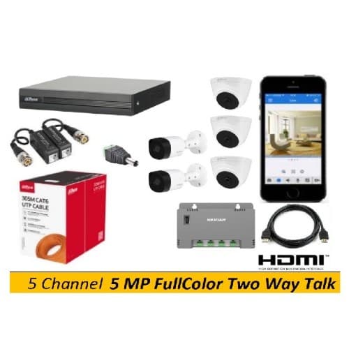 Paket Analog 5MP FullColor + TwoWayTalk 5 Channel