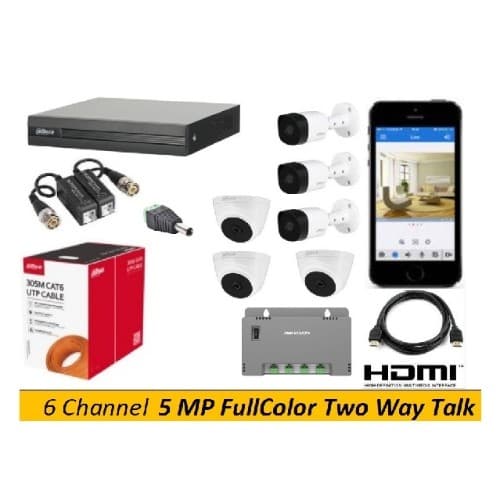 Paket Analog 5MP FullColor + TwoWayTalk 6 Channel